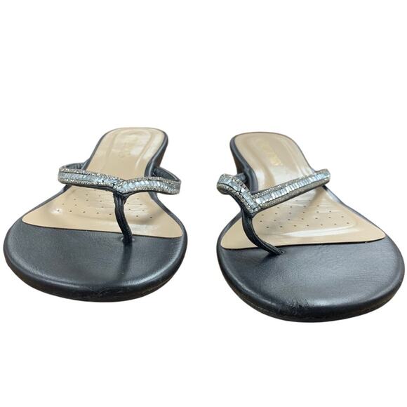 Dream Pairs Womens Size 10 Black SIlver Rhinestone 1.25" Wedge Heel Sandals - Picture 4 of 6